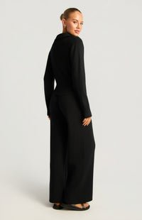 Kadie Jacket & Pants Knit Set - Black