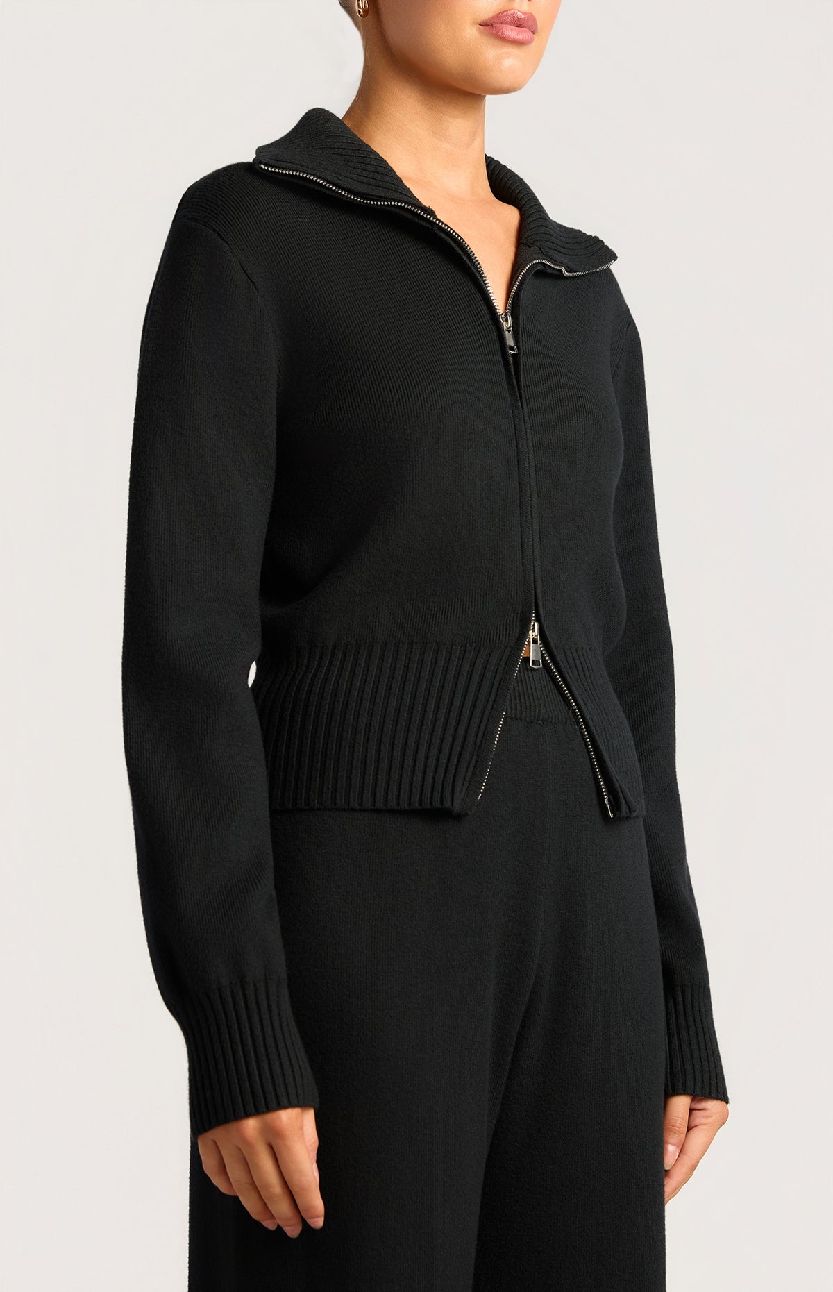 Kadie Jacket & Pants Knit Set - Black