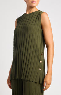 Uma Sleeveless Top & Pants Knit Set - Olive
