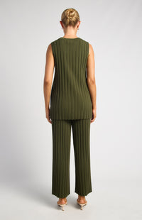 Uma Sleeveless Top & Pants Knit Set - Olive