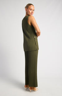 Uma Sleeveless Top & Pants Knit Set - Olive