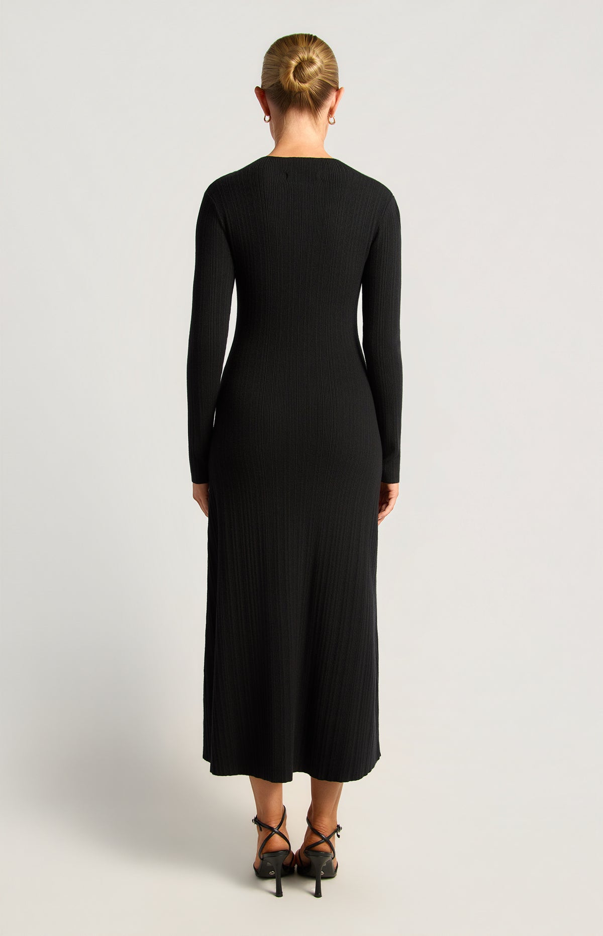 Joslin Button-Up Knit Dress - Black