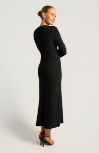 Joslin Button-Up Knit Dress - Black