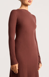 Joslin Button-Up Knit Dress - Cocoa
