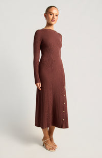 Joslin Button-Up Knit Dress - Cocoa