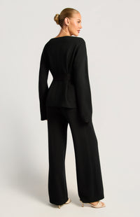 Anneka Top & Pants Knit Set - Black
