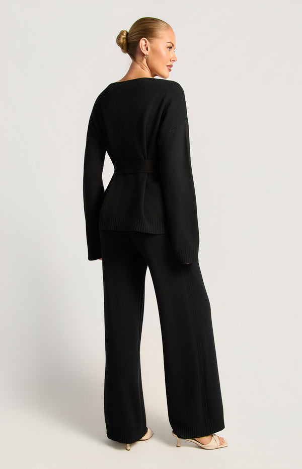 Anneka Top & Pants Knit Set - Black