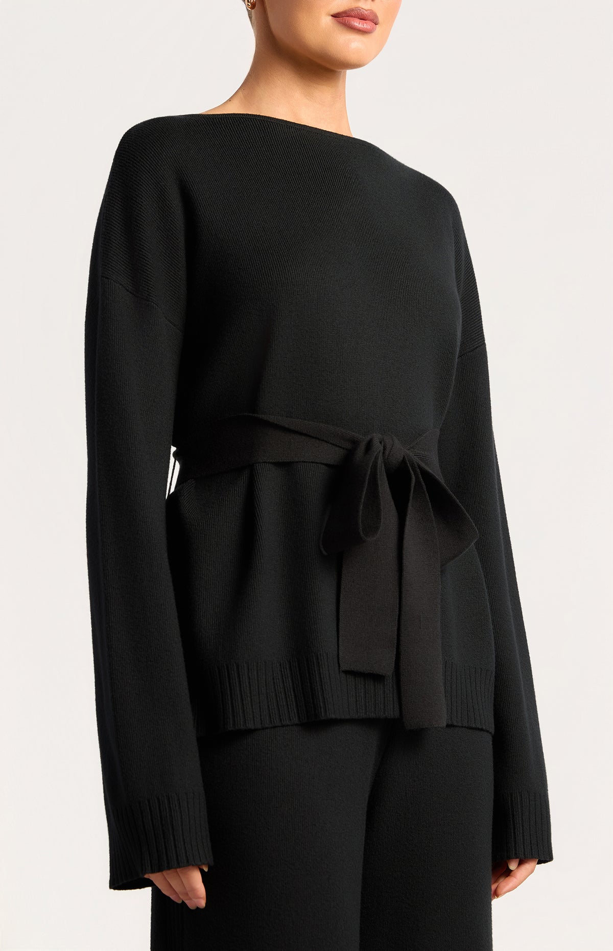 Anneka Top & Pants Knit Set - Black