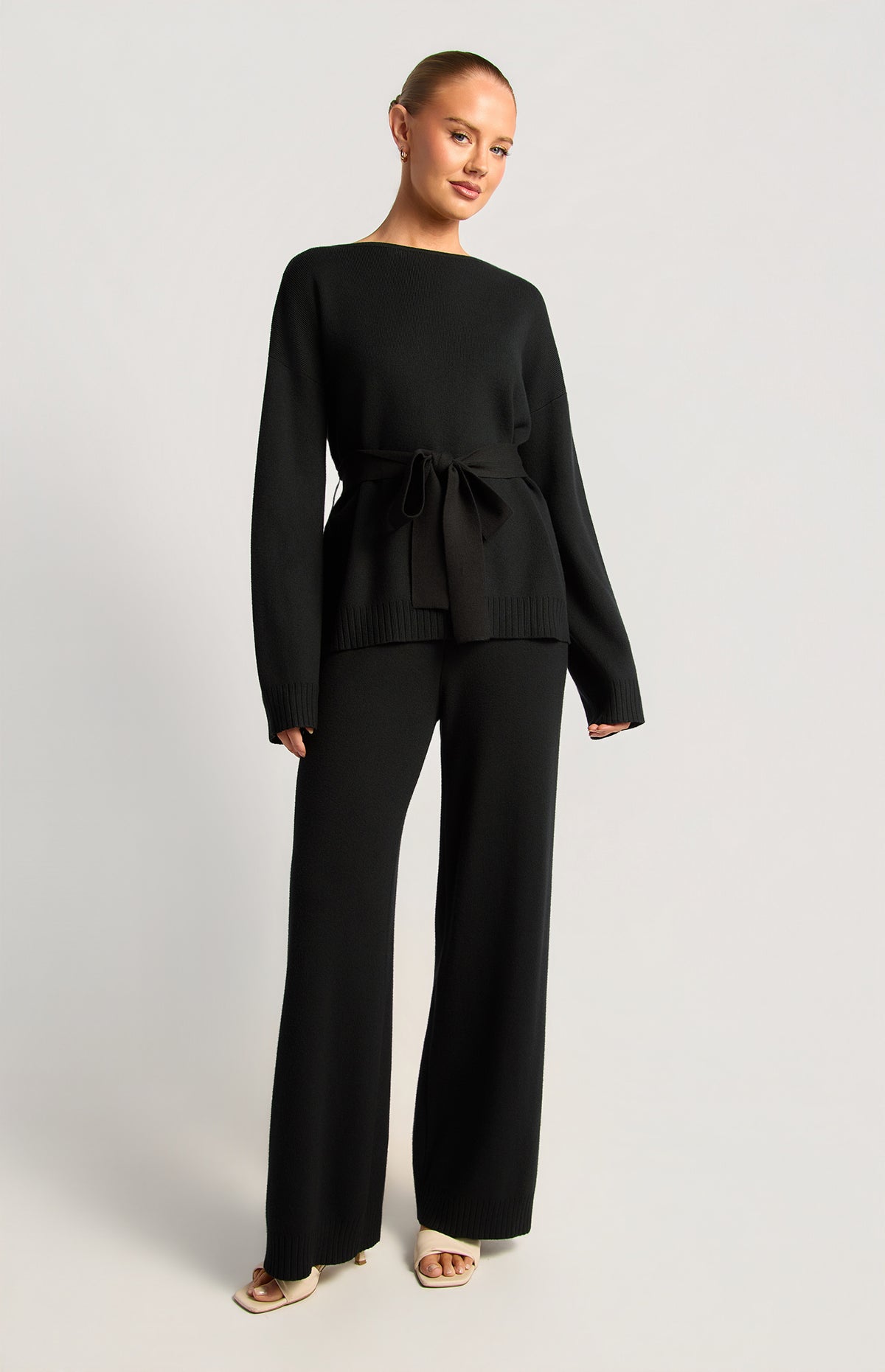 Anneka Top & Pants Knit Set - Black