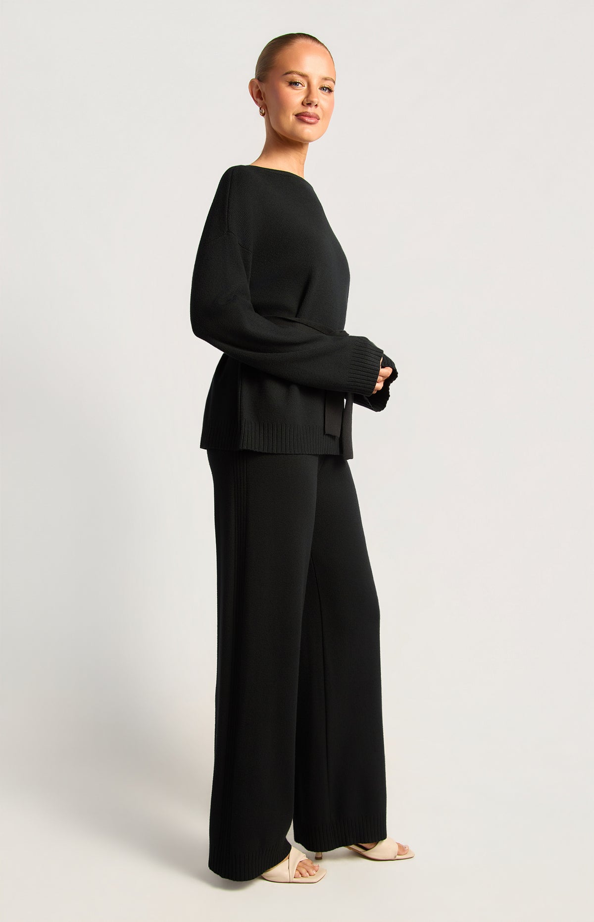 Anneka Top & Pants Knit Set - Black