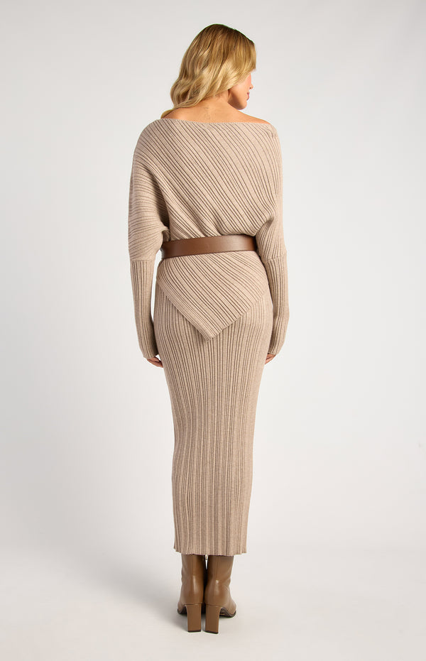 Owens Top & Skirt Knit Top - Brown Marl
