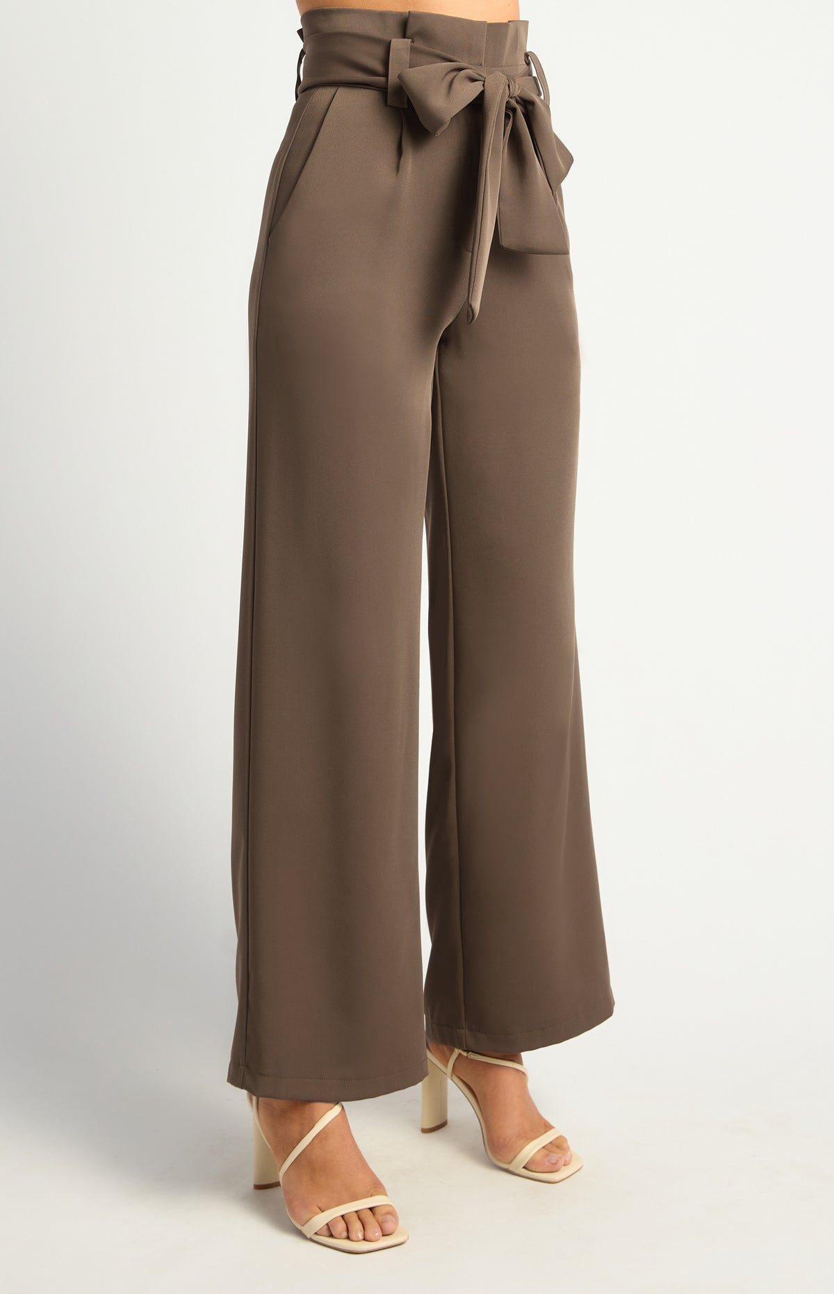 Majella Paper Bag Pants - Ash Brown