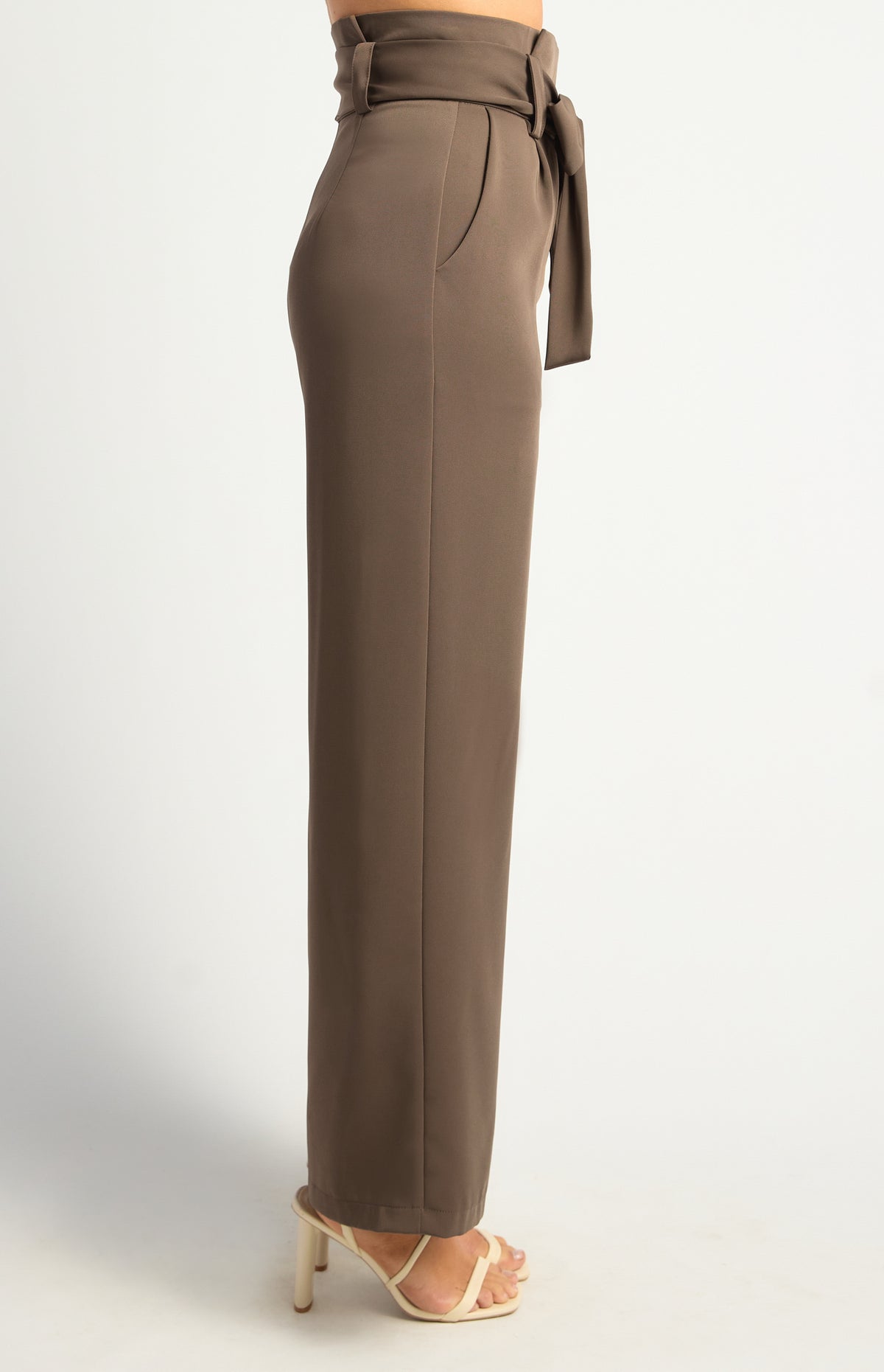 Majella Paper Bag Pants - Ash Brown