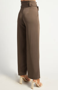 Majella Paper Bag Pants - Ash Brown