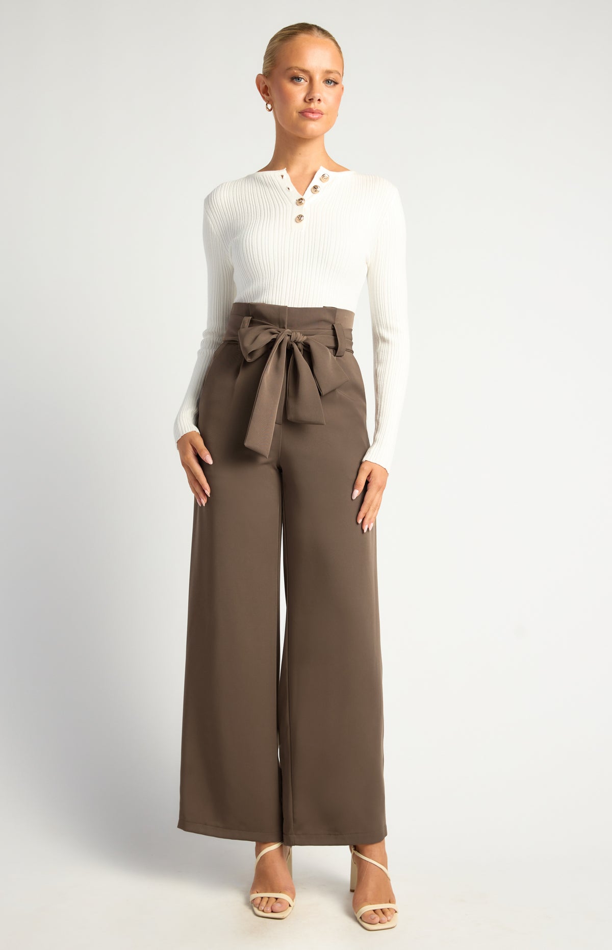 Majella Paper Bag Pants - Ash Brown
