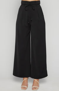 Riki Paper Bag High Waisted Pants - Black