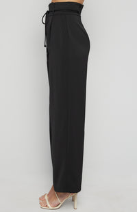 Riki Paper Bag High Waisted Pants - Black