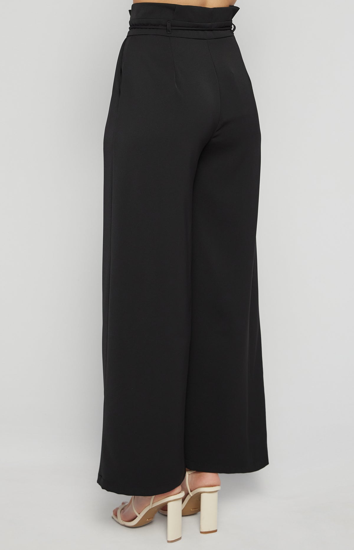 Riki Paper Bag High Waisted Pants - Black