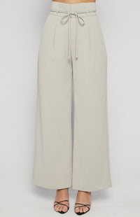 Riki Paper Bag High Waisted Pants - Stone