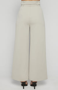 Riki Paper Bag High Waisted Pants - Stone