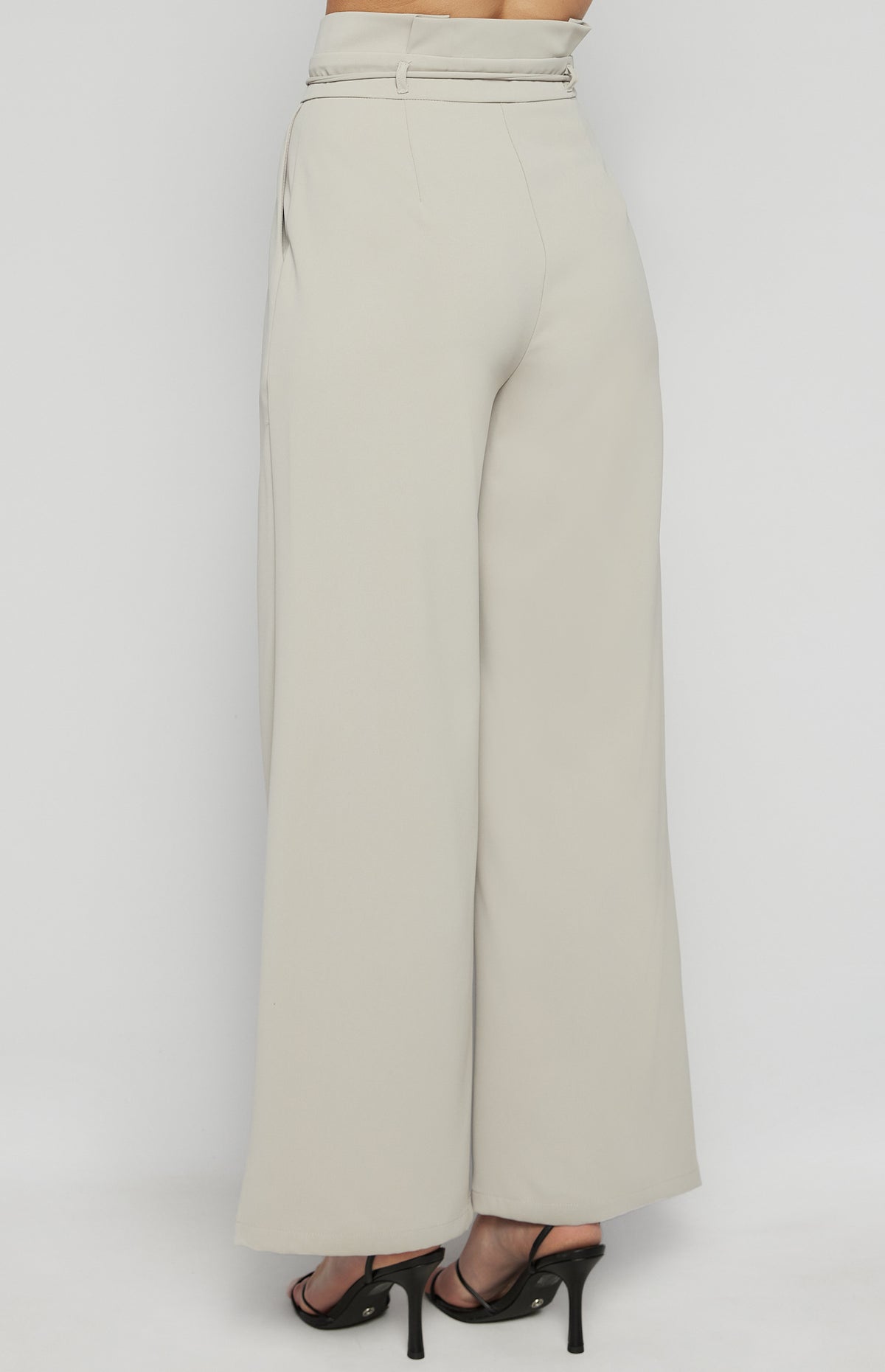 Riki Paper Bag High Waisted Pants - Stone