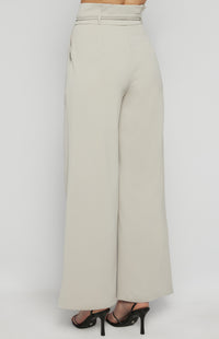 Riki Paper Bag High Waisted Pants - Stone