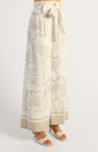 Nigella Wide Leg Pants - White/Beige