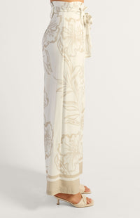 Nigella Wide Leg Pants - White/Beige