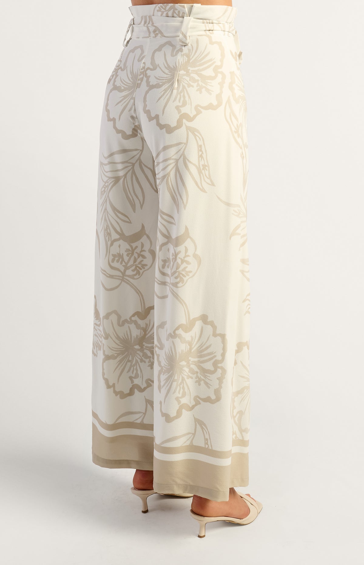 Nigella Wide Leg Pants - White/Beige
