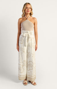 Nigella Wide Leg Pants - White/Beige