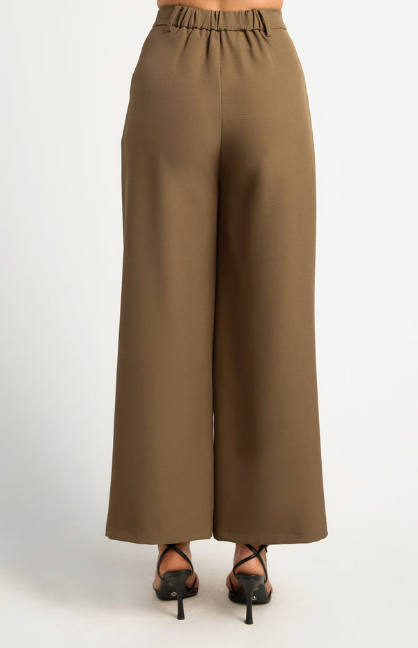 Jilianne Wide Leg Pants - Dark Olive