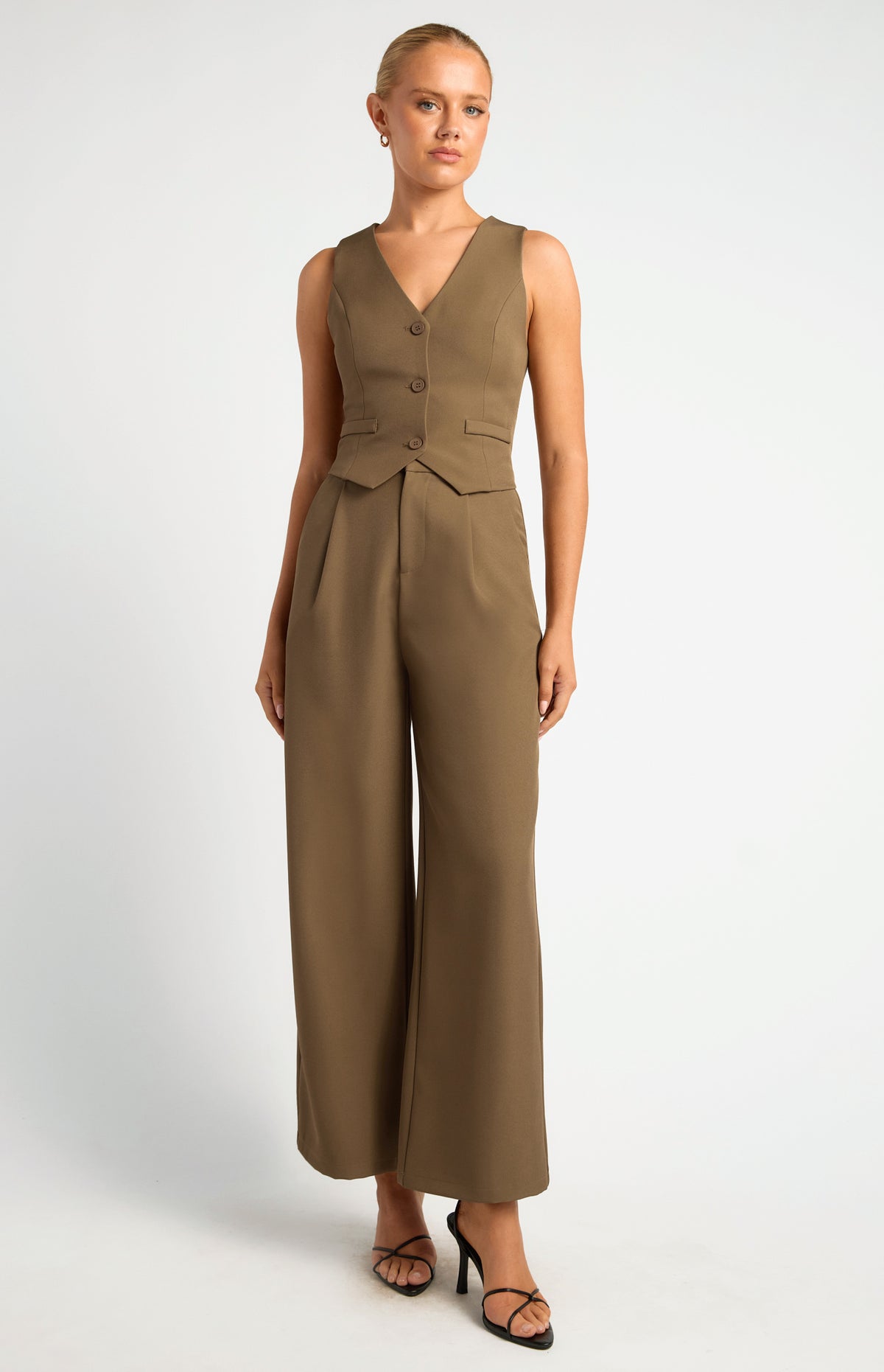 Jilianne Wide Leg Pants - Dark Olive