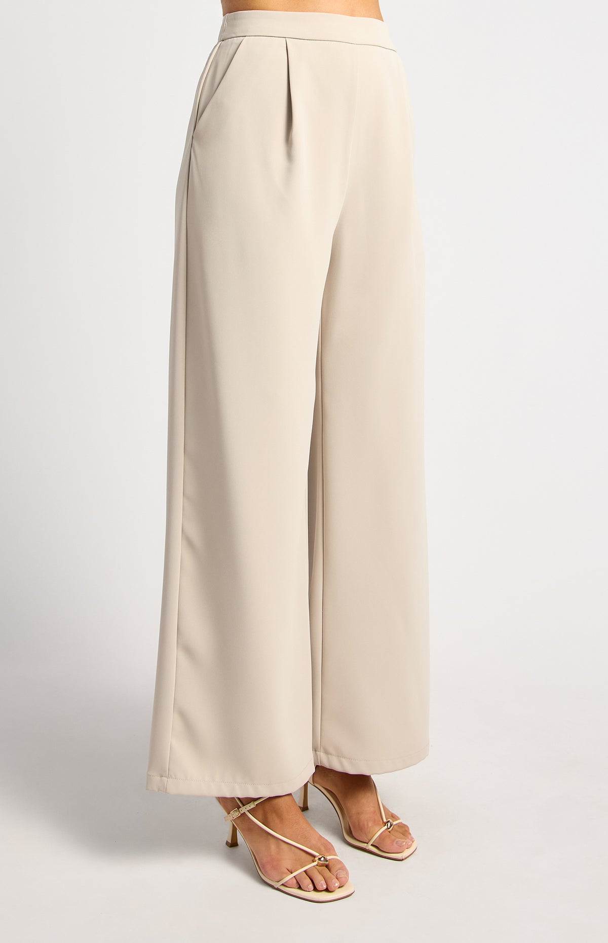 Arella Wide Leg Pants - Oyster