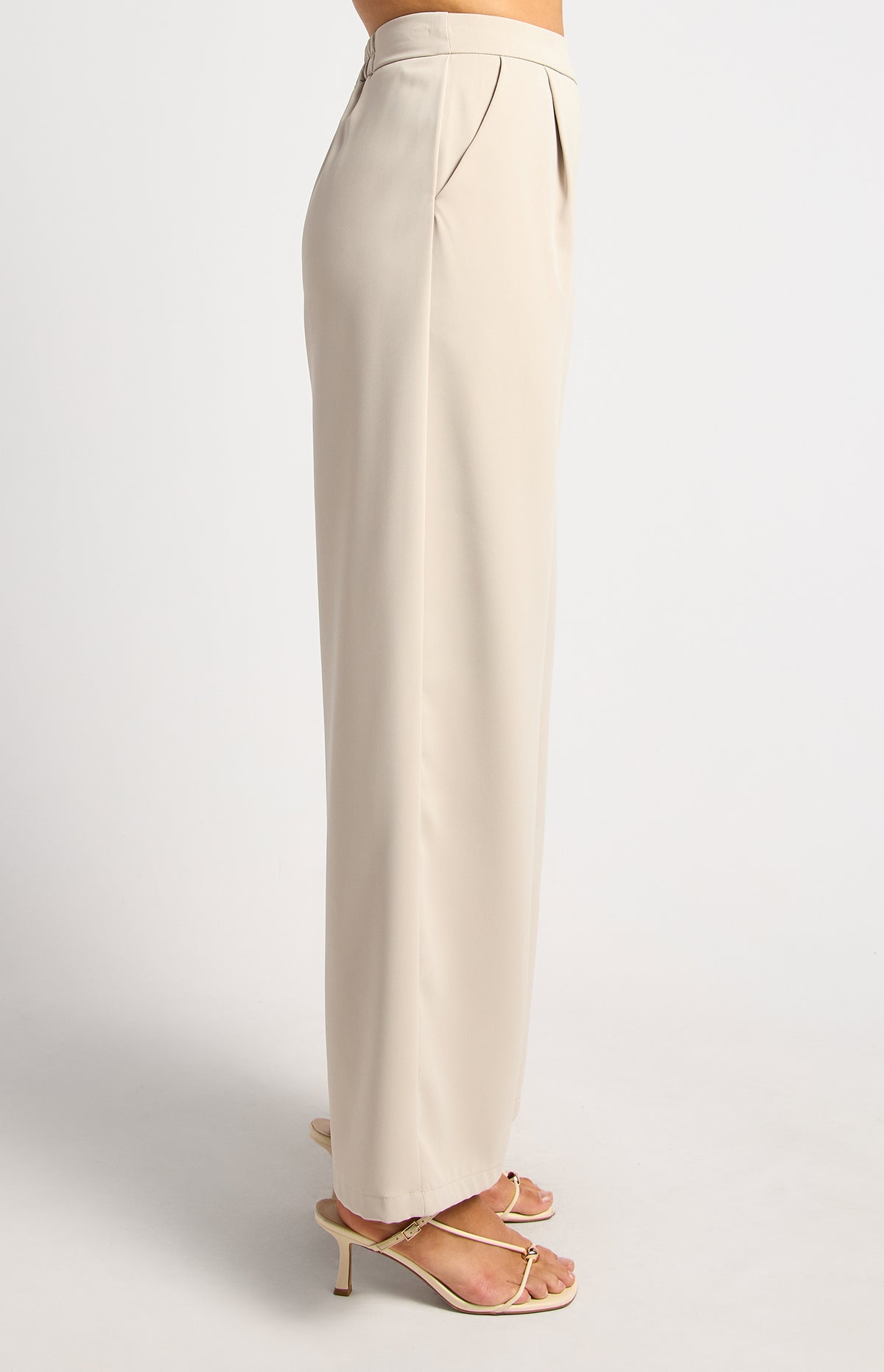 Arella Wide Leg Pants - Oyster
