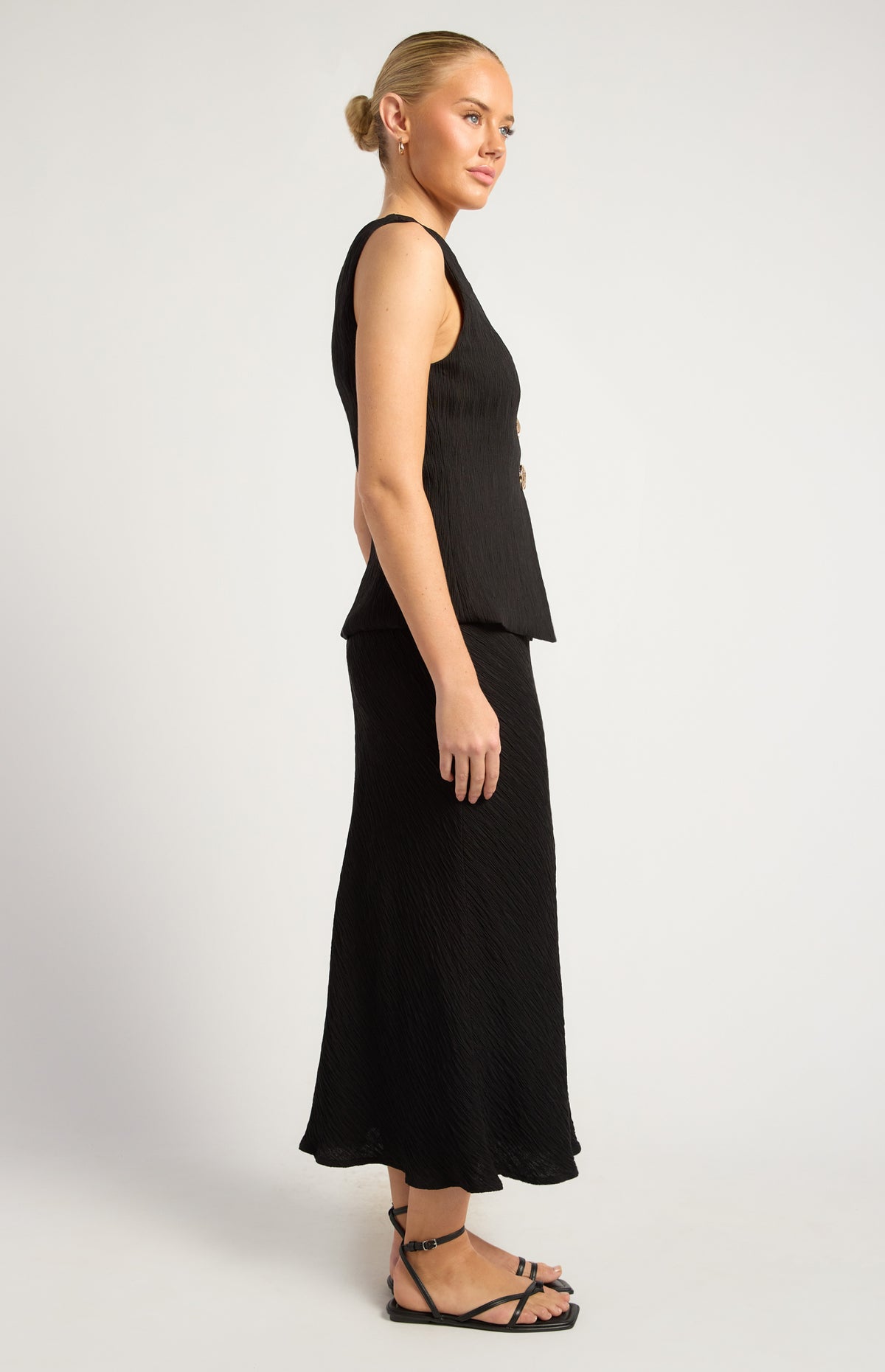 Valia Vest & Skirt Set - Black