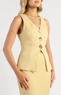 Valia Vest & Skirt Set - Lemon