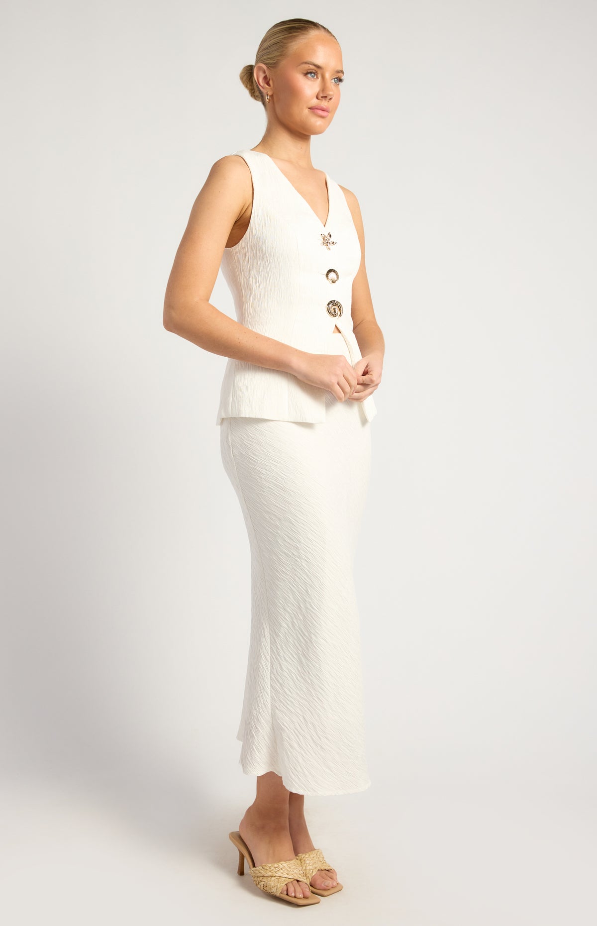 Valia Vest & Skirt Set - White