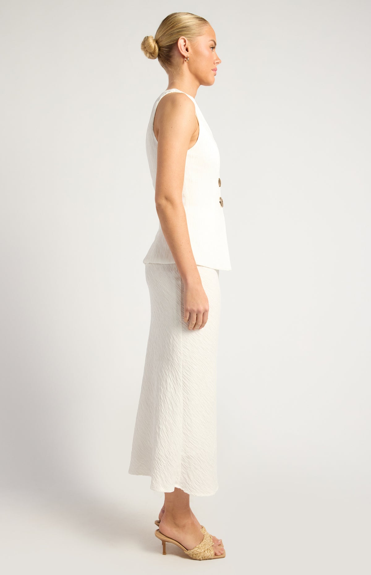 Valia Vest & Skirt Set - White