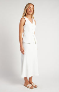 Capra Open Hem Vest & Skirt Set - White