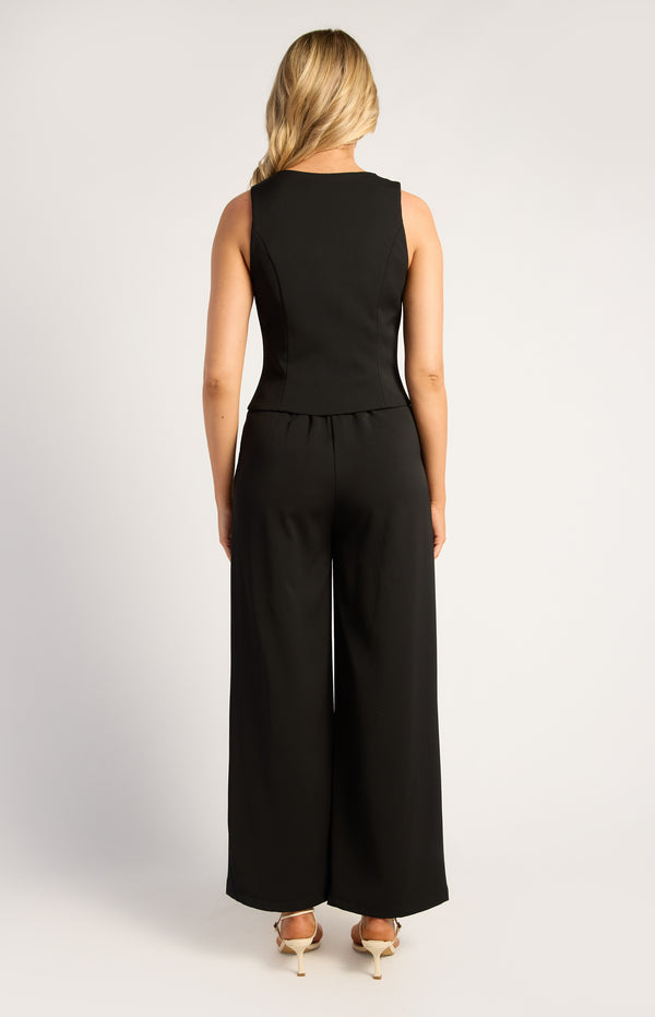 Kammy Vest Top & Pants Set - Black