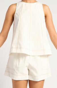 Arlene Cotton Linen Top & Shorts Set - White