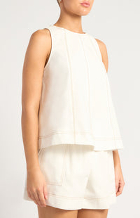 Arlene Cotton Linen Top & Shorts Set - White