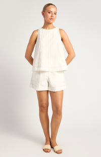 Arlene Cotton Linen Top & Shorts Set - White