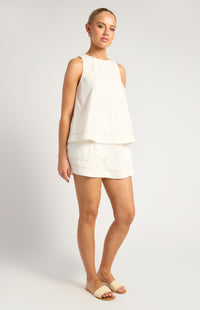 Arlene Cotton Linen Top & Shorts Set - White