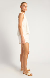 Arlene Cotton Linen Top & Shorts Set - White