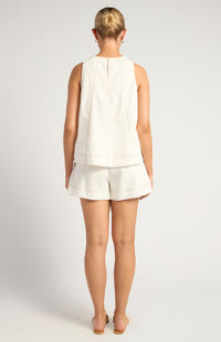 Arlene Cotton Linen Top & Shorts Set - White