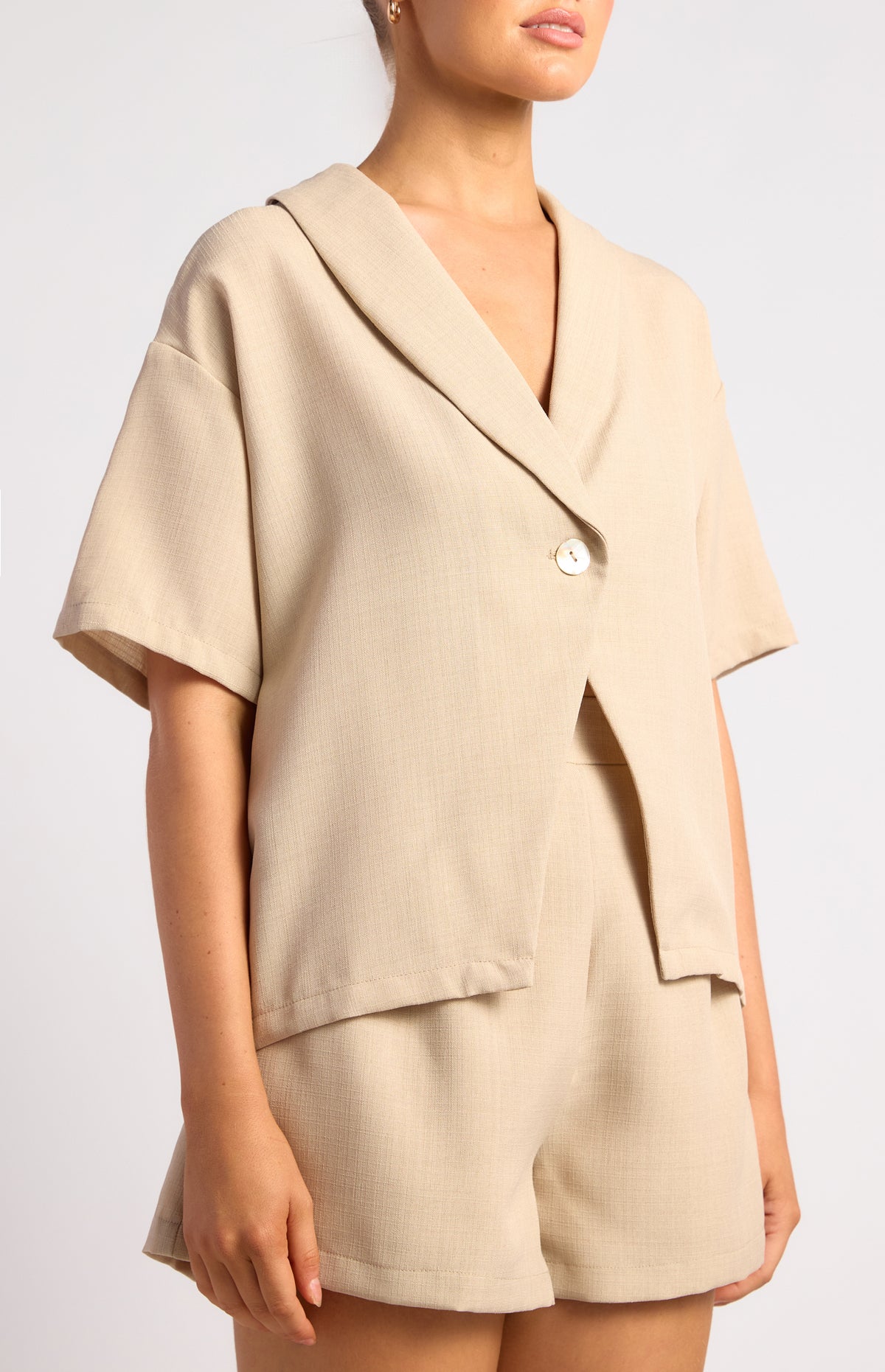 Valeria Shirt & Shorts Set - Beige