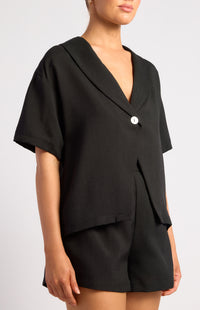 Valeria Shirt & Shorts Set - Black