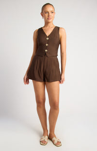 Liliane Vest & Shorts Set - Espresso