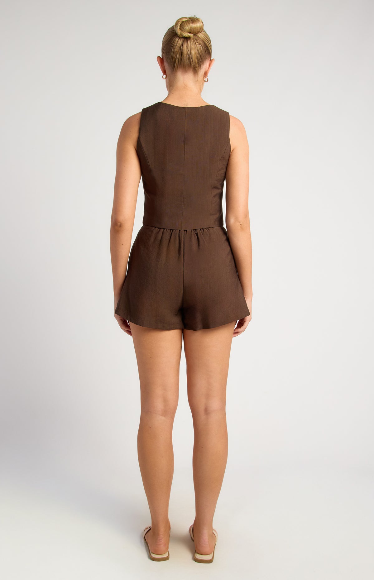 Liliane Vest & Shorts Set - Espresso